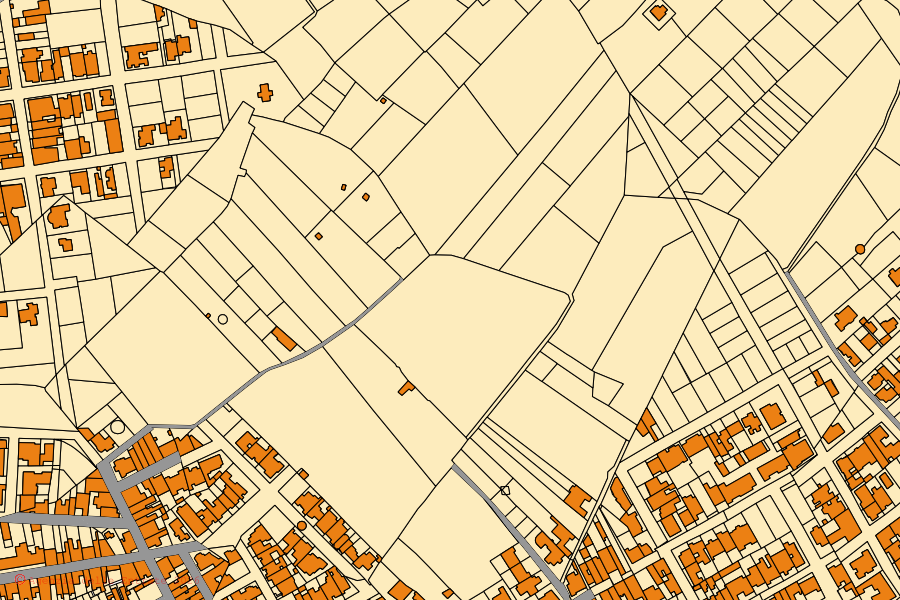 Mappa catastale del centro di Lizzanello: particelle e fabbricati, cartografia Agenzia delle Entrate