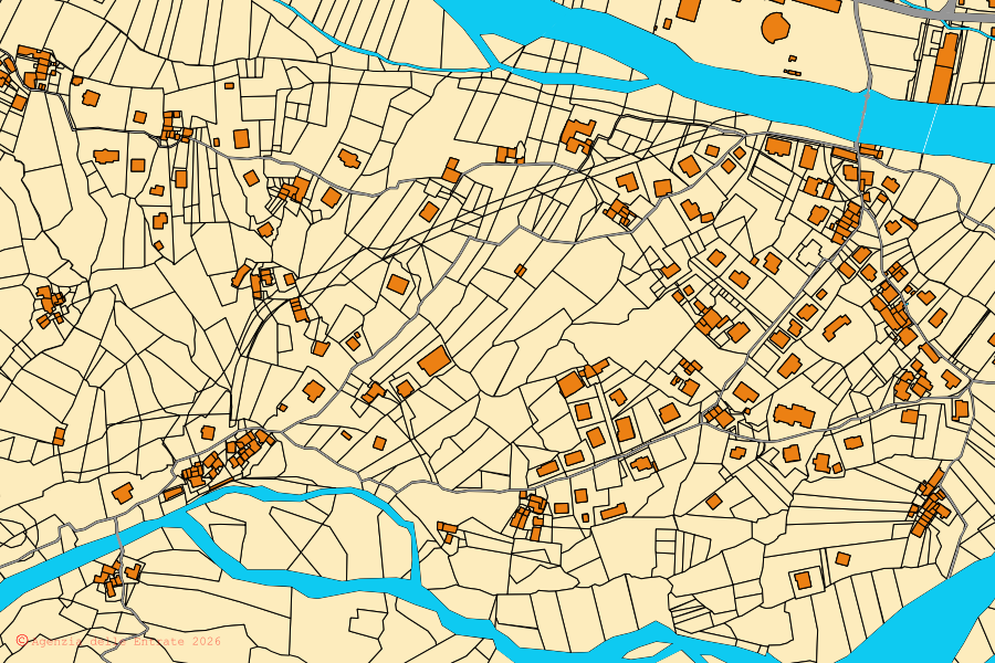 Mappa catastale del centro di Locana: particelle e fabbricati, cartografia Agenzia delle Entrate