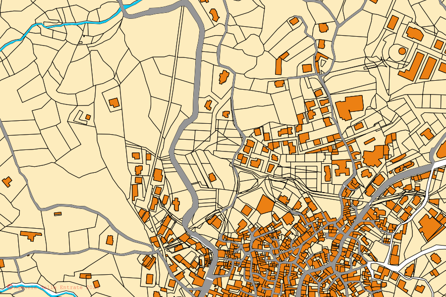 Mappa catastale del centro di Loceri: particelle e fabbricati, cartografia Agenzia delle Entrate
