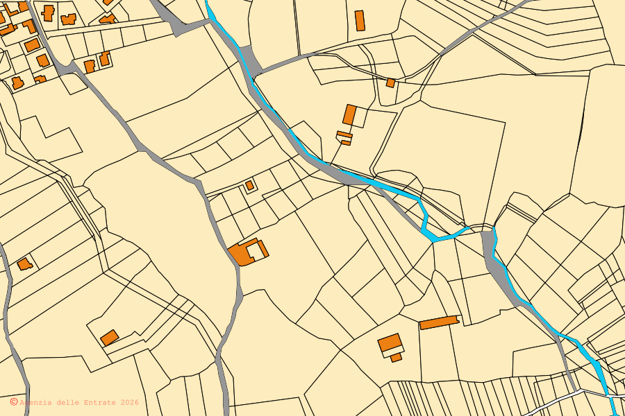 Mappa catastale del centro di Loculi: particelle e fabbricati, cartografia Agenzia delle Entrate