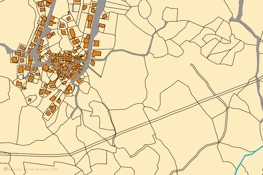 Mappa catastale del centro di Lodine: particelle e fabbricati, cartografia Agenzia delle Entrate