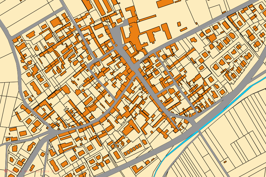Mappa catastale del centro di Lombriasco: particelle e fabbricati, cartografia Agenzia delle Entrate