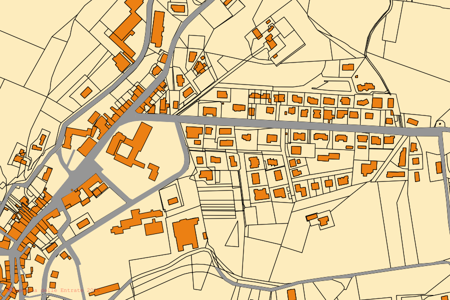 Mappa catastale del centro di Longiano: particelle e fabbricati, cartografia Agenzia delle Entrate