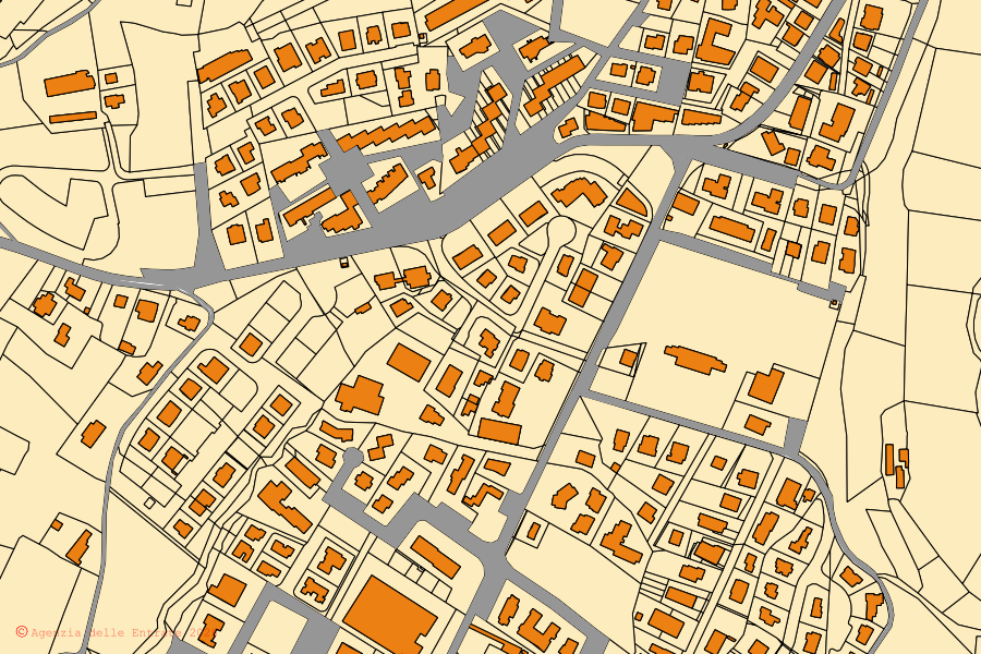 Mappa catastale del centro di Loro Ciuffenna: particelle e fabbricati, cartografia Agenzia delle Entrate