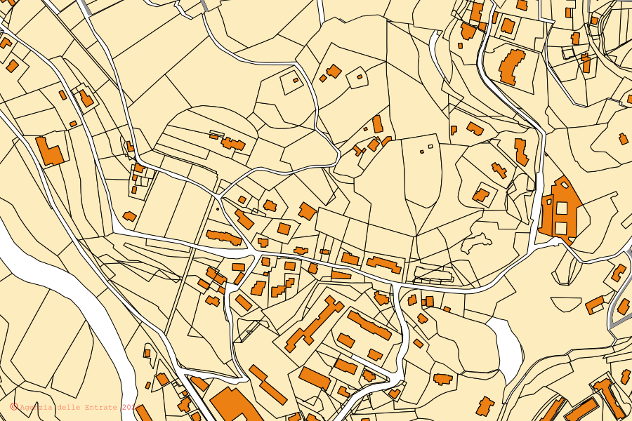 Mappa catastale del centro di Lovere: particelle e fabbricati, cartografia Agenzia delle Entrate