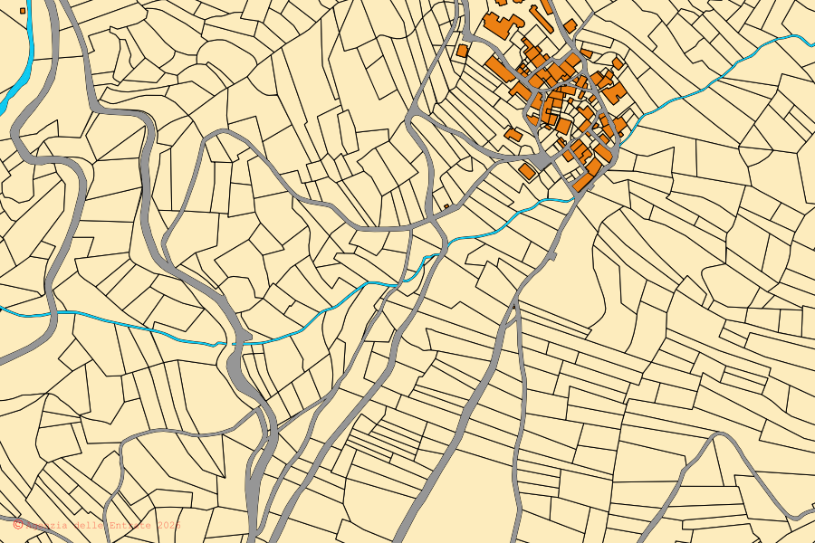 Mappa catastale del centro di Lozio: particelle e fabbricati, cartografia Agenzia delle Entrate