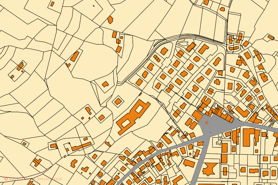 Mappa catastale del centro di Lozzo Atestino: particelle e fabbricati, cartografia Agenzia delle Entrate