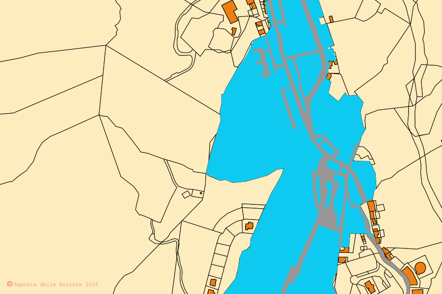 Mappa catastale del centro di Luogosanto: particelle e fabbricati, cartografia Agenzia delle Entrate
