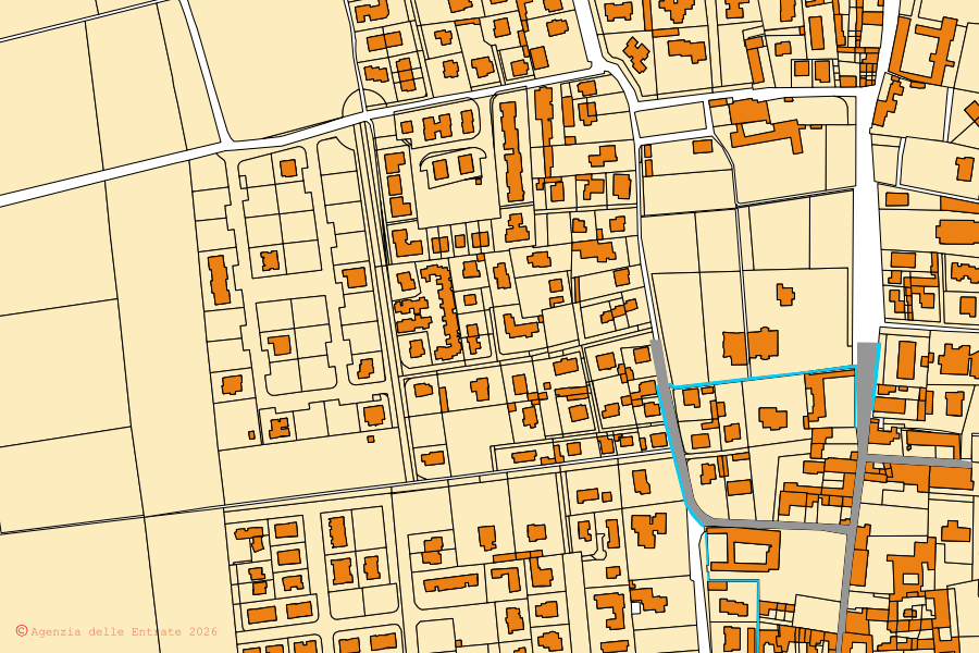 Mappa catastale del centro di Lurano: particelle e fabbricati, cartografia Agenzia delle Entrate