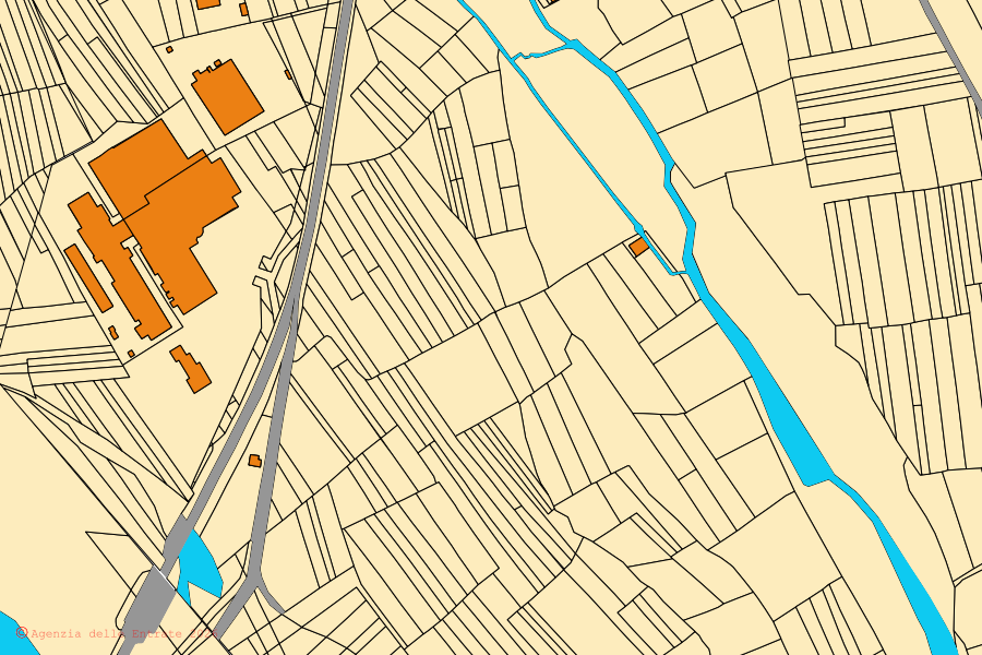 Mappa catastale del centro di Lusigliè: particelle e fabbricati, cartografia Agenzia delle Entrate
