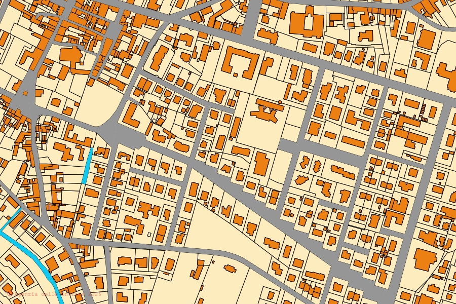 Mappa catastale del centro di Luzzara: particelle e fabbricati, cartografia Agenzia delle Entrate