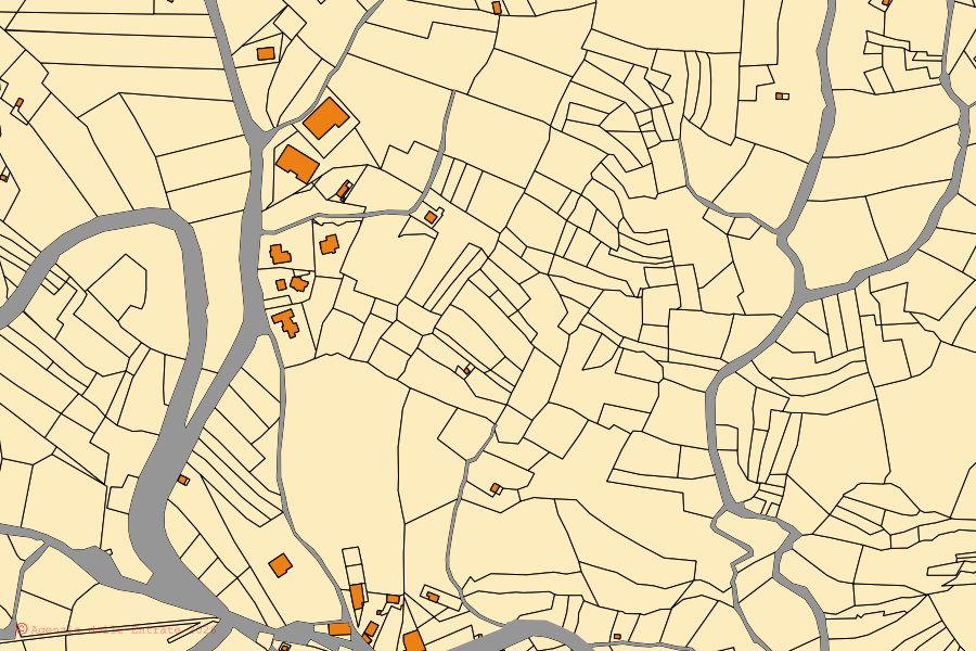 Mappa catastale del centro di Macchia Valfortore: particelle e fabbricati, cartografia Agenzia delle Entrate