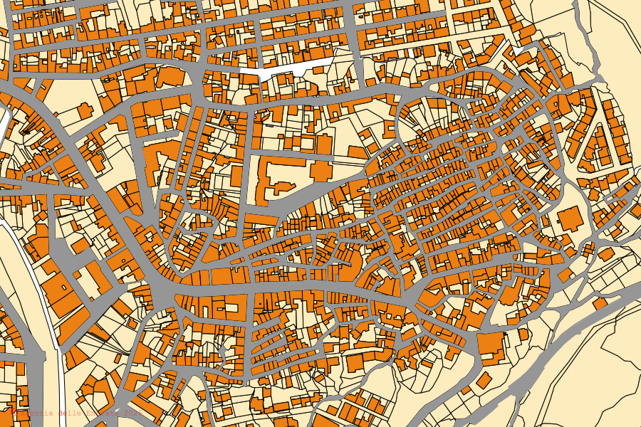 Mappa catastale del centro di Macomer: particelle e fabbricati, cartografia Agenzia delle Entrate
