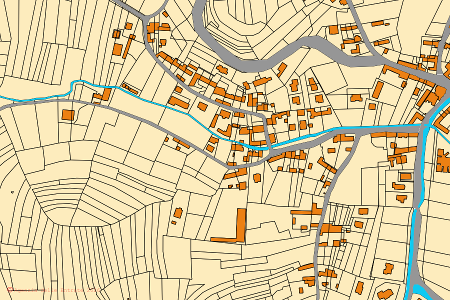 Mappa catastale del centro di Magliano Alfieri: particelle e fabbricati, cartografia Agenzia delle Entrate