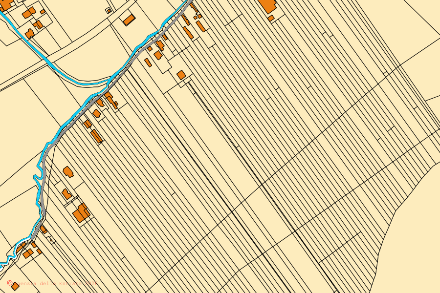 Mappa catastale del centro di Magliano di Tenna: particelle e fabbricati, cartografia Agenzia delle Entrate
