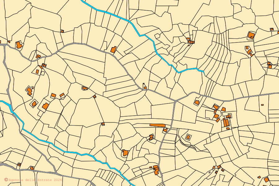Mappa catastale del centro di Maierà: particelle e fabbricati, cartografia Agenzia delle Entrate