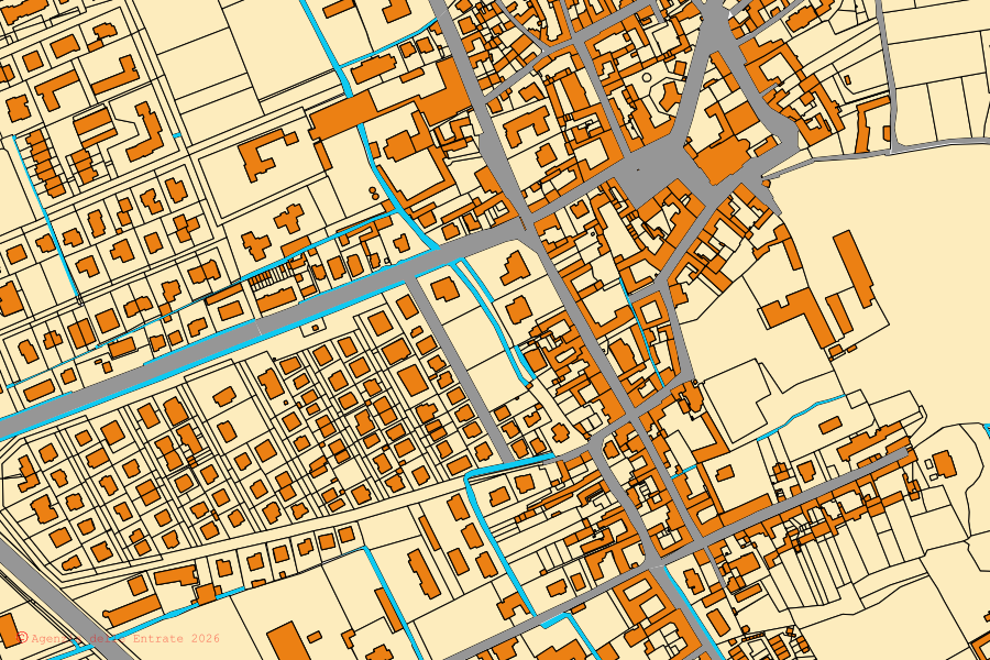 Mappa catastale del centro di Maleo: particelle e fabbricati, cartografia Agenzia delle Entrate