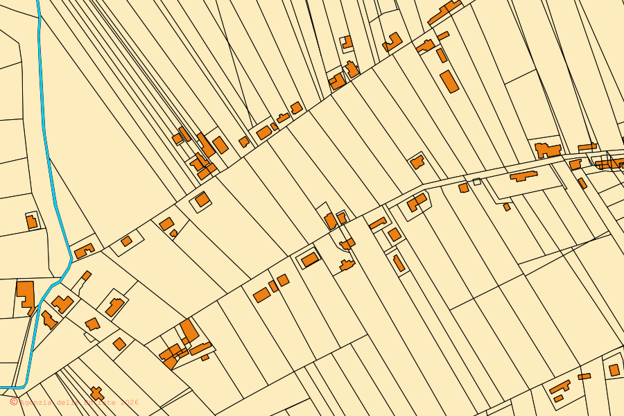 Mappa catastale del centro di Malvito: particelle e fabbricati, cartografia Agenzia delle Entrate