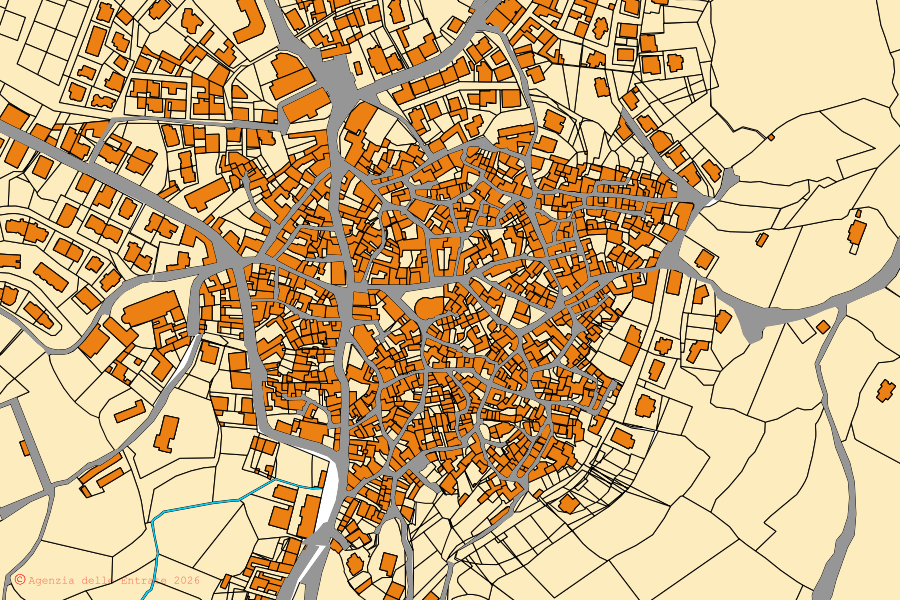 Mappa catastale del centro di Mamoiada: particelle e fabbricati, cartografia Agenzia delle Entrate
