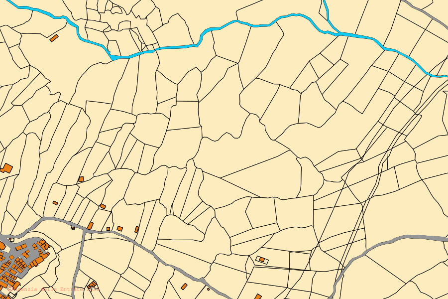Mappa catastale del centro di Mandela: particelle e fabbricati, cartografia Agenzia delle Entrate
