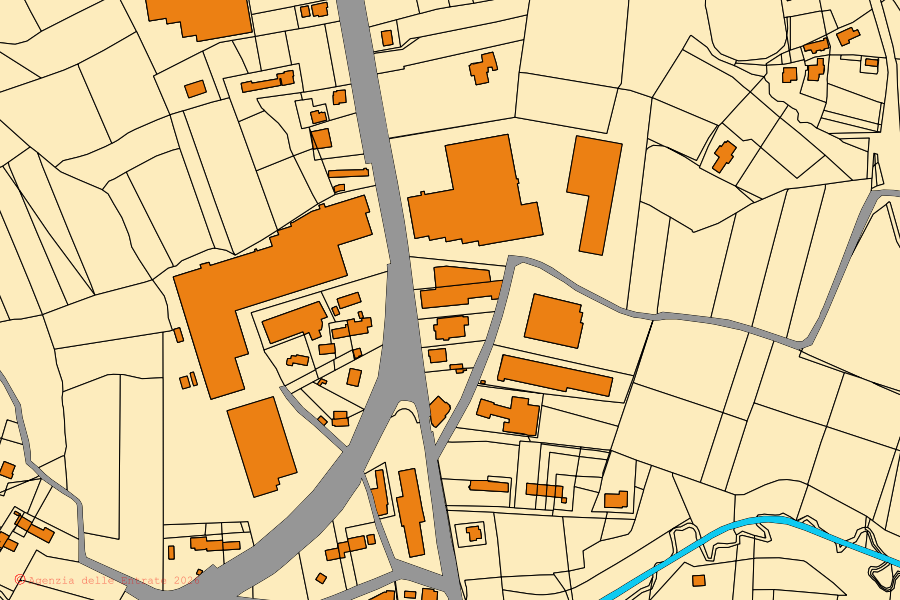 Mappa catastale del centro di Mansuè: particelle e fabbricati, cartografia Agenzia delle Entrate