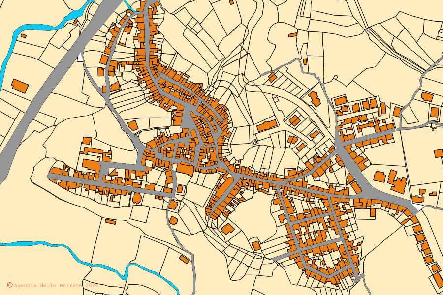 Mappa catastale del centro di Mara: particelle e fabbricati, cartografia Agenzia delle Entrate