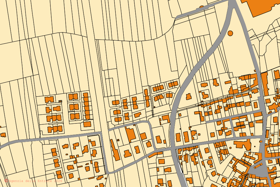 Mappa catastale del centro di Marano Ticino: particelle e fabbricati, cartografia Agenzia delle Entrate