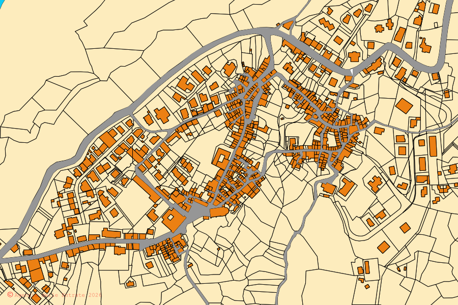 Mappa catastale del centro di Marcellinara: particelle e fabbricati, cartografia Agenzia delle Entrate