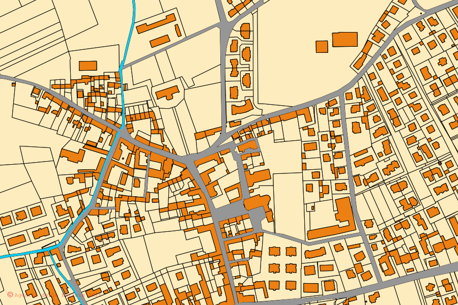 Mappa catastale del centro di Marene: particelle e fabbricati, cartografia Agenzia delle Entrate