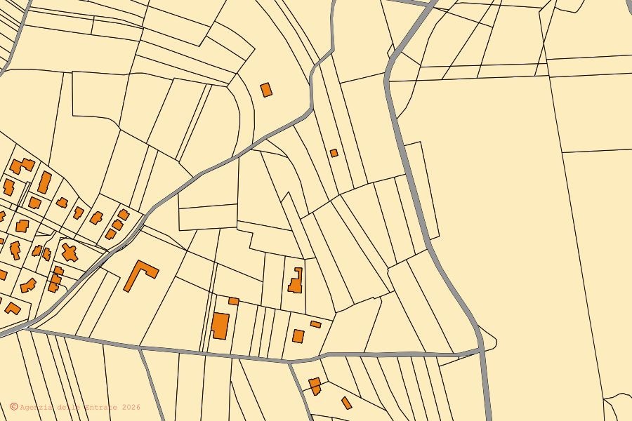 Mappa catastale del centro di Marentino: particelle e fabbricati, cartografia Agenzia delle Entrate
