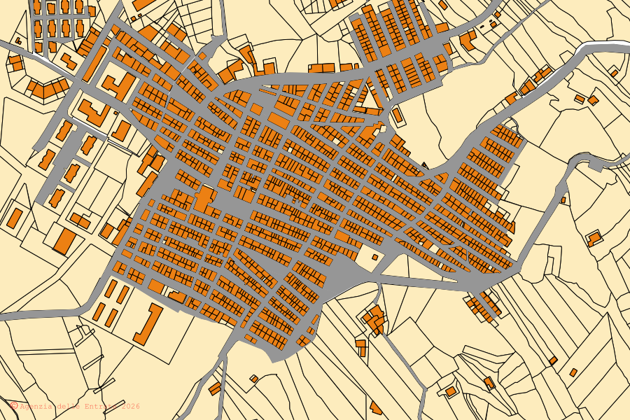 Mappa catastale del centro di Marianopoli: particelle e fabbricati, cartografia Agenzia delle Entrate