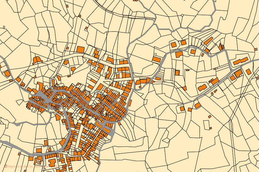 Mappa catastale del centro di Maropati: particelle e fabbricati, cartografia Agenzia delle Entrate