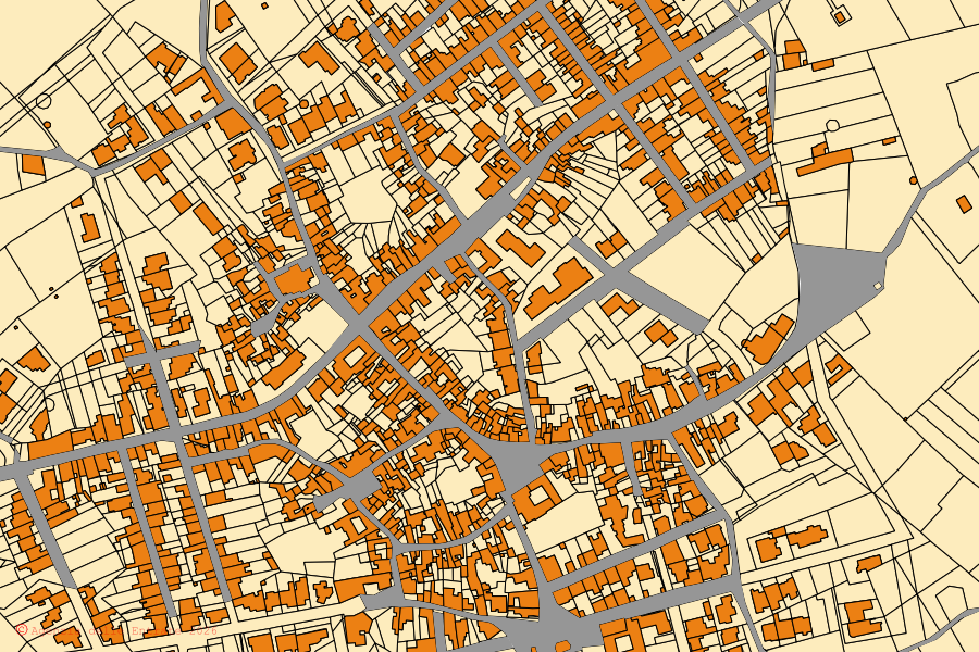 Mappa catastale del centro di Martignano: particelle e fabbricati, cartografia Agenzia delle Entrate