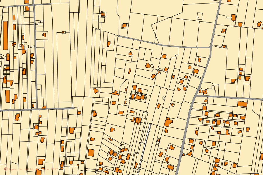 Mappa catastale del centro di Maruggio: particelle e fabbricati, cartografia Agenzia delle Entrate