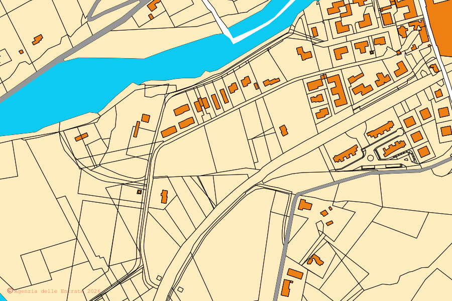 Mappa catastale del centro di Marzabotto: particelle e fabbricati, cartografia Agenzia delle Entrate