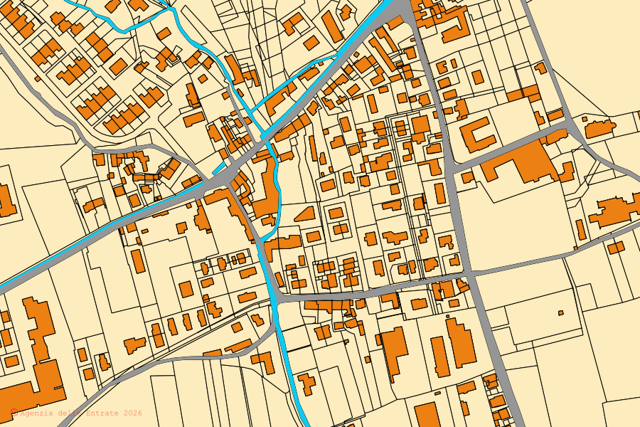 Mappa catastale del centro di Maser: particelle e fabbricati, cartografia Agenzia delle Entrate