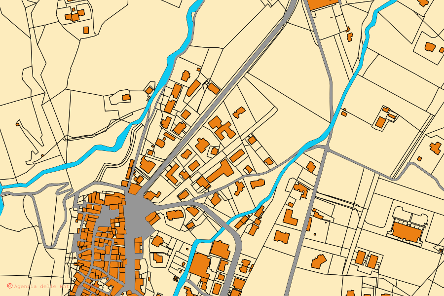Mappa catastale del centro di Massa Martana: particelle e fabbricati, cartografia Agenzia delle Entrate
