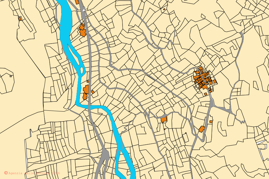 Mappa catastale del centro di Massello: particelle e fabbricati, cartografia Agenzia delle Entrate