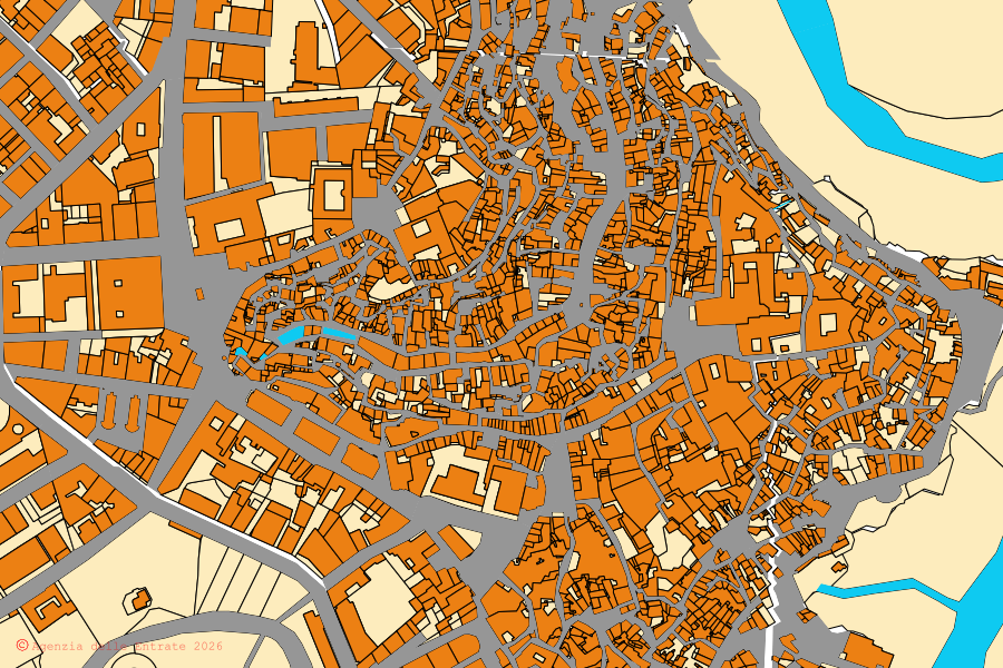 Mappa catastale del centro di Matera: particelle e fabbricati, cartografia Agenzia delle Entrate