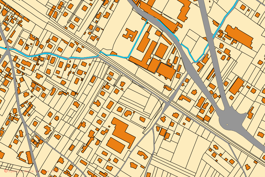 Mappa catastale del centro di Mathi: particelle e fabbricati, cartografia Agenzia delle Entrate