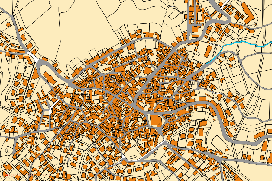 Mappa catastale del centro di Meana Sardo: particelle e fabbricati, cartografia Agenzia delle Entrate