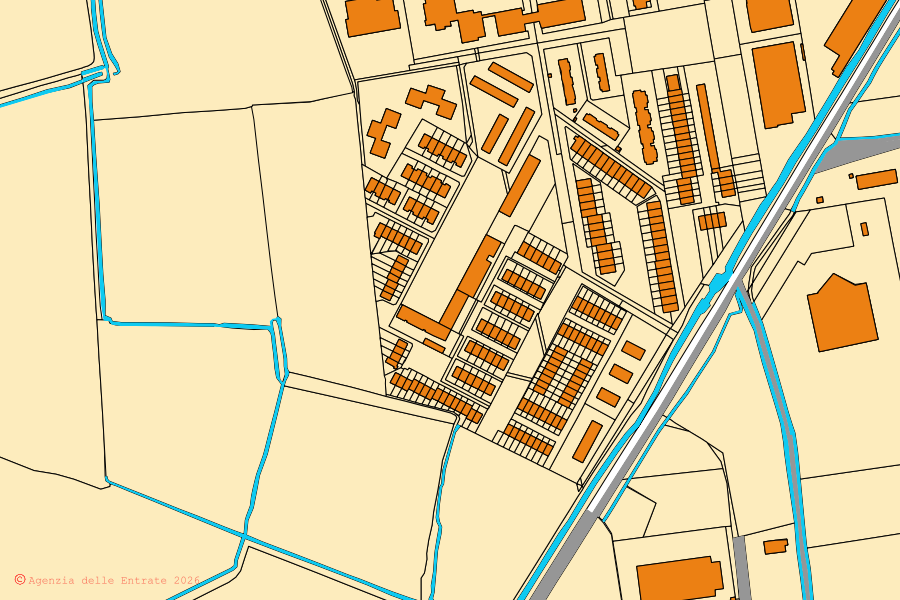 Mappa catastale del centro di Mediglia: particelle e fabbricati, cartografia Agenzia delle Entrate