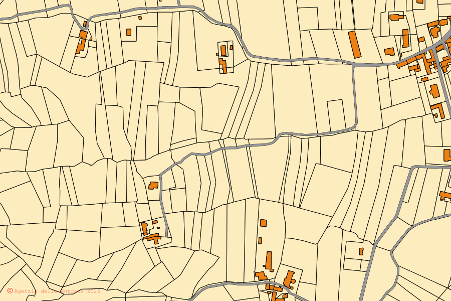 Mappa catastale del centro di Melazzo: particelle e fabbricati, cartografia Agenzia delle Entrate