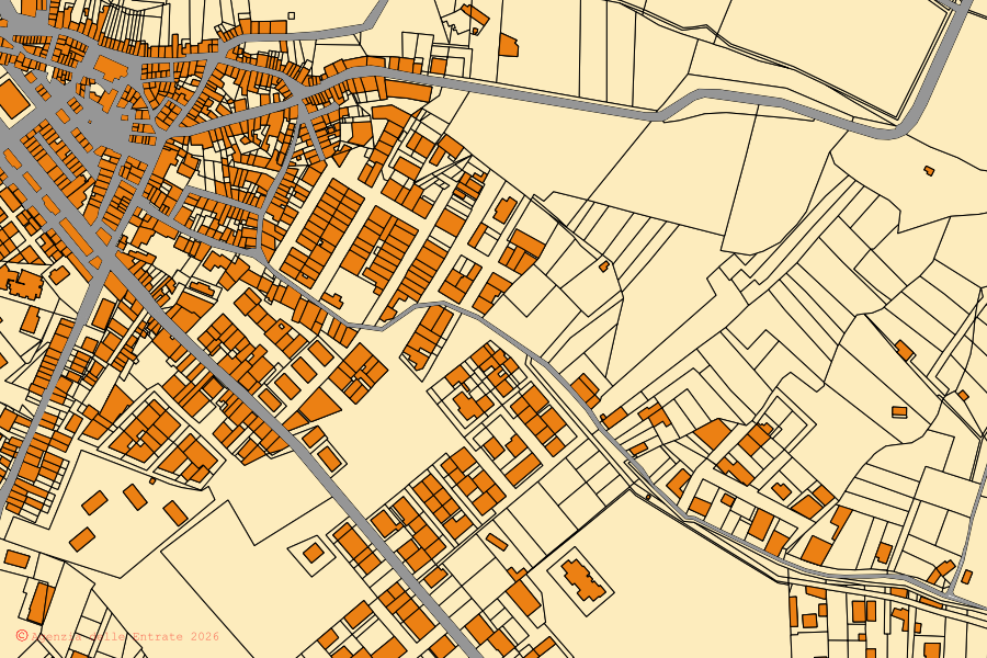 Mappa catastale del centro di Melicucco: particelle e fabbricati, cartografia Agenzia delle Entrate
