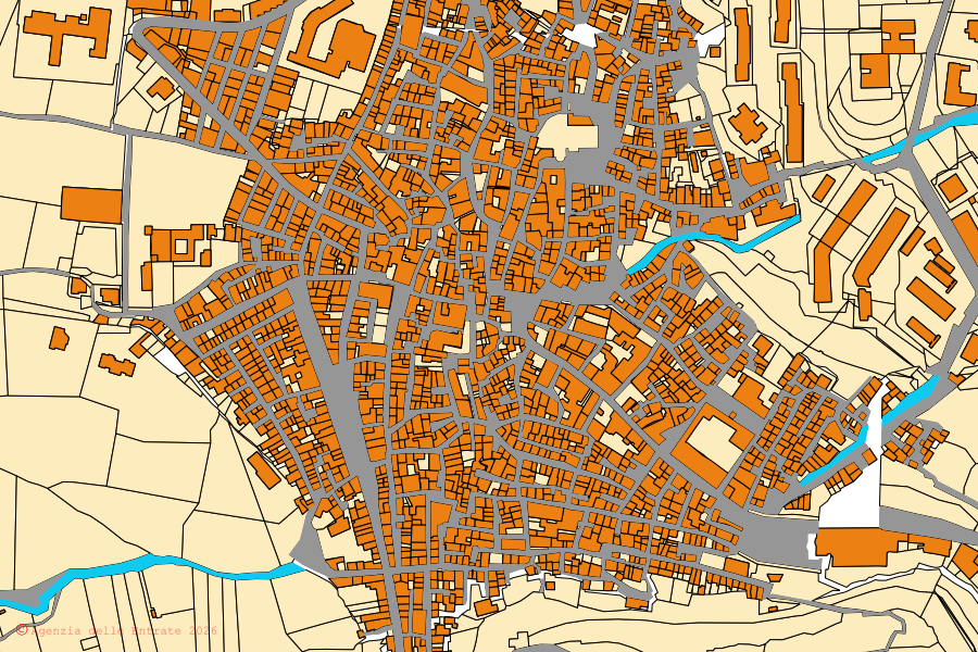 Mappa catastale del centro di Melilli: particelle e fabbricati, cartografia Agenzia delle Entrate