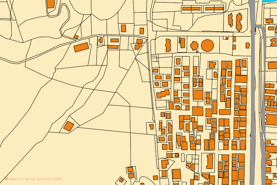 Mappa catastale del centro di Melissa: particelle e fabbricati, cartografia Agenzia delle Entrate