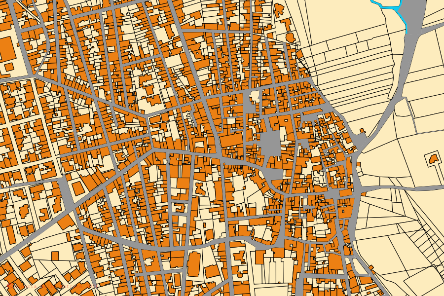 Mappa catastale del centro di Melissano: particelle e fabbricati, cartografia Agenzia delle Entrate