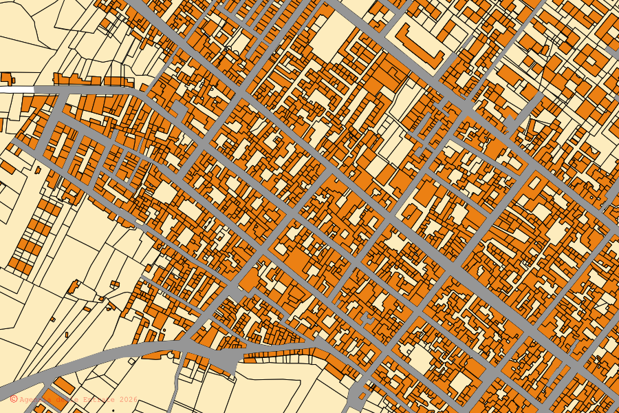 Mappa catastale del centro di Menfi: particelle e fabbricati, cartografia Agenzia delle Entrate