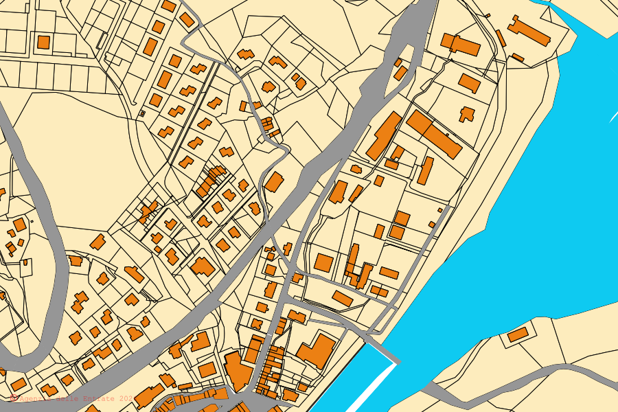 Mappa catastale del centro di Mercatino Conca: particelle e fabbricati, cartografia Agenzia delle Entrate