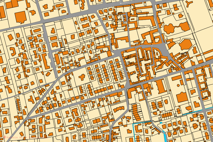 Mappa catastale del centro di Mesero: particelle e fabbricati, cartografia Agenzia delle Entrate